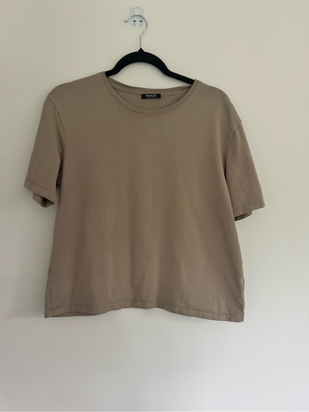 Massimo Dutti Short-Sleeve Crewneck Tee in Taupe 100% cotton
